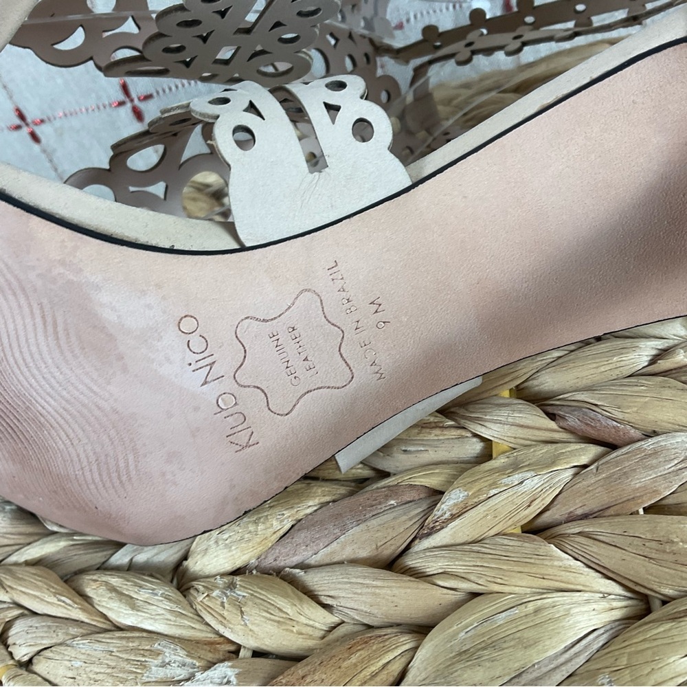 BHLDN Klub Nico “Antonia” Ivory Circular Laser Cutout Wedding Heels Shoes Sz 9 - Picture 10 of 11